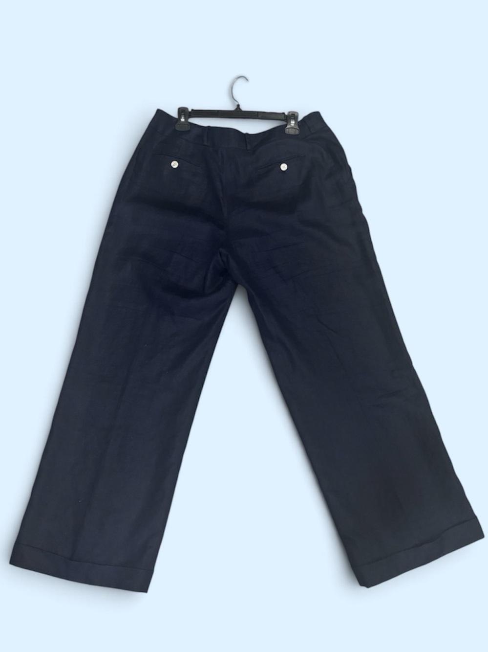 Lauren Ralph Lauren Vintage 100% Linen Wide Leg Dress Pants Navy Size 14 - Picture 3 of 9